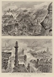 Das große Feuer in der Stadt, Vogelperspektive der Ruinen